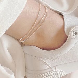 New Sterling Silver 925 adjustable Layered Anklet Bracelet